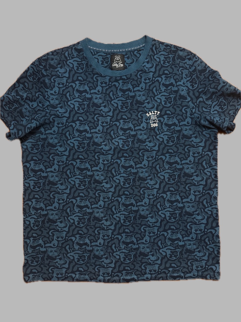We Fashion Salty Dog Boys' Navy Bulldog Camo Short Sleeve Tee